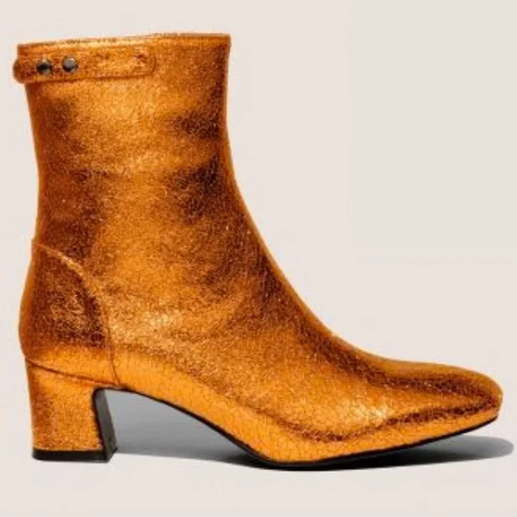 Gini & Albert Bronze Orange Supple Leather Ankle Boots - NWT, size 6